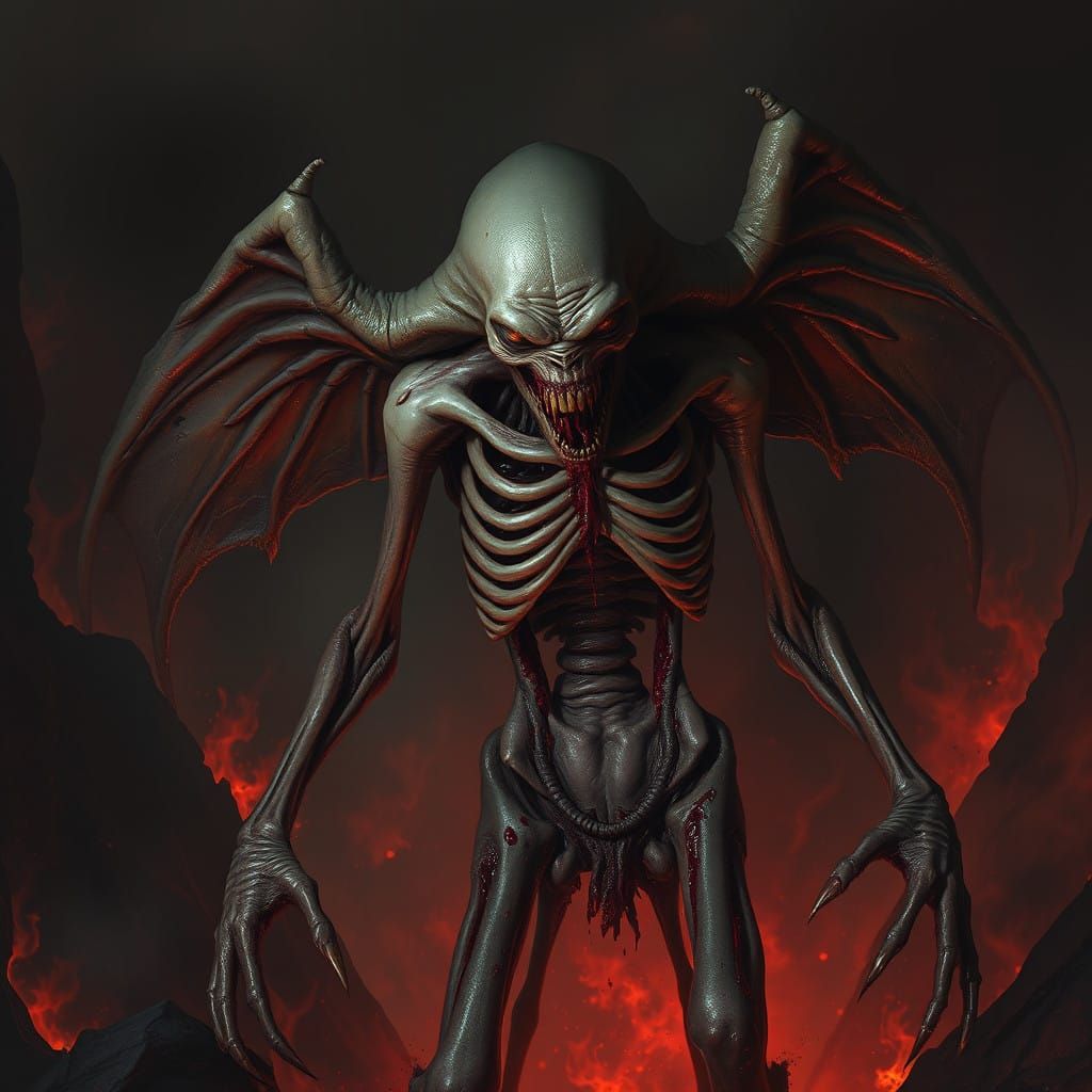 Grotesque Hellspawn Emerges from Fiery Depths