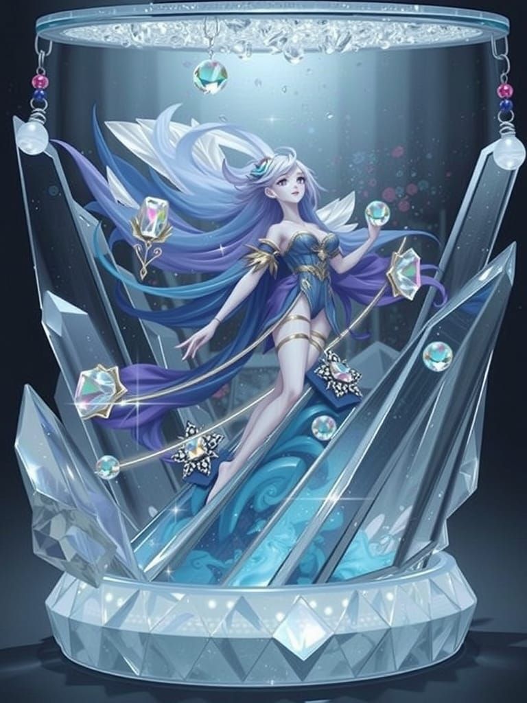 Crystal Water Necklace in Vibrant Anime Style