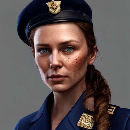 Stunning Portrait of Russian Military Woman in Uniform