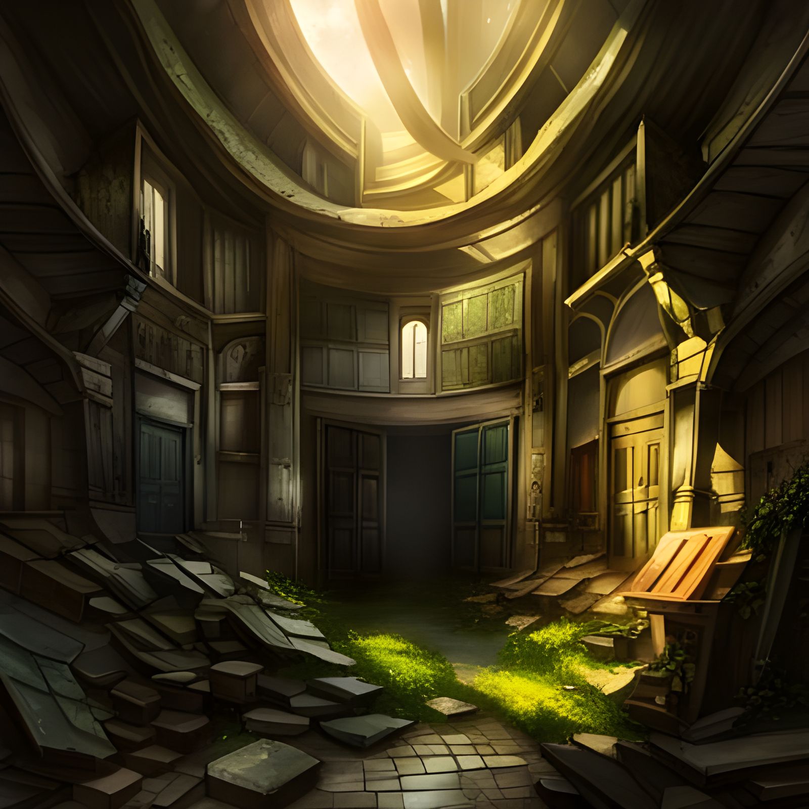 Abandoned Kingdom Entrance in Anime Style