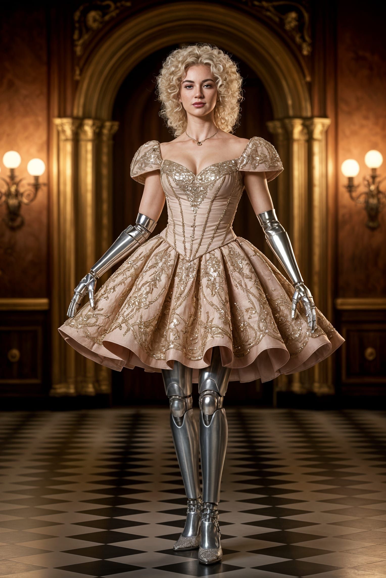 Elegant Quad Amputee Woman in Futuristic 16th Century Ballro...