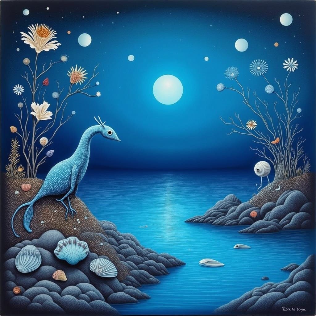 <lora:SQUIGGLE SEA:1.0> <lora:MOONMOTH SONG:1.0> <lora:BLACK BEACH:1.0> <lora:Archetypal Images:1.0> A surreal painting ...