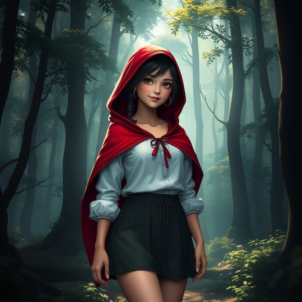 Fantastical Woodland Encounter in Red and White