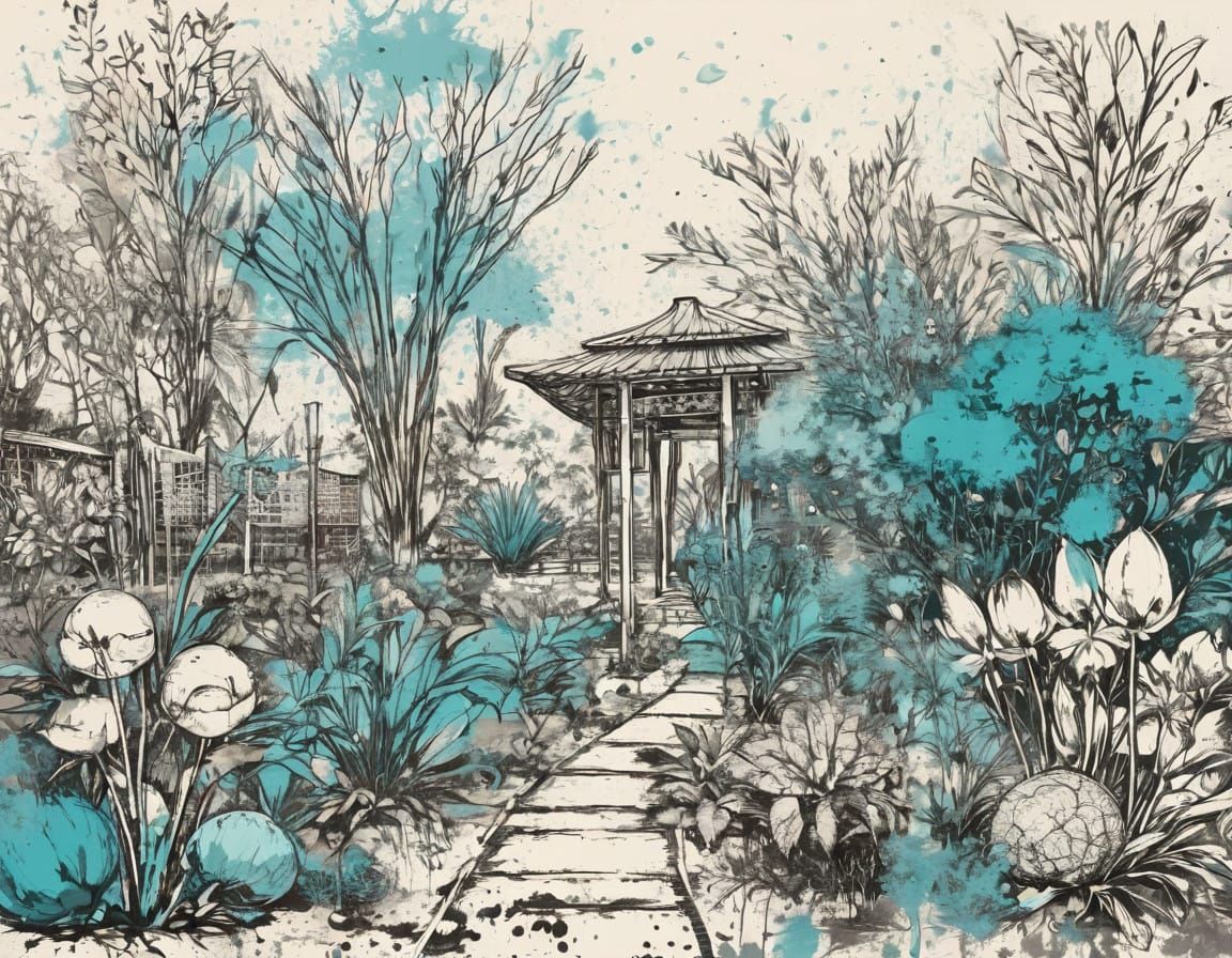 Garden Oasis in Vibrant Amarna Style