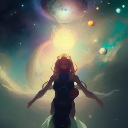 Girl in Space: Hyperdetailed Digital Art Portrait