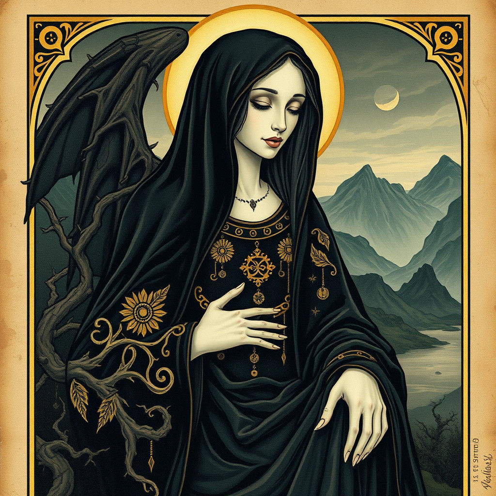Art Nouveau Tarot Card: Death as Impasto Painting