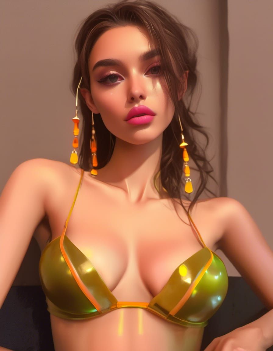 Brunette Model with Neon Lighting in Unreal Engine