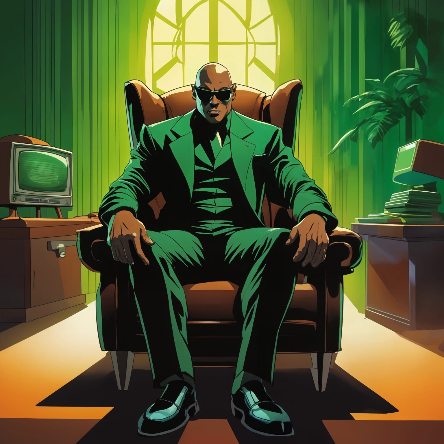 Epic Morpheus in Cel-Shaded Cartoon Style