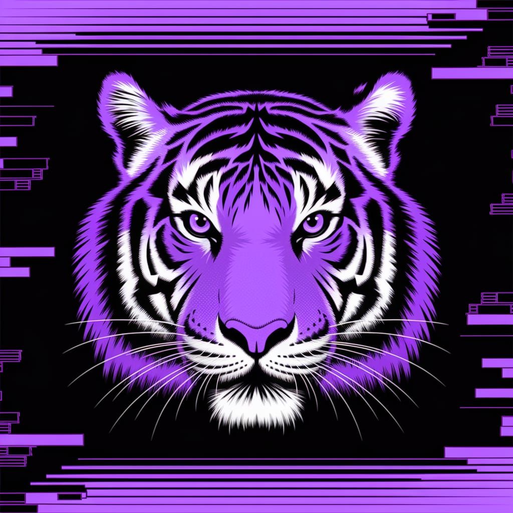 Electronic ASCII Tiger Portrait in Cyberpunk Style