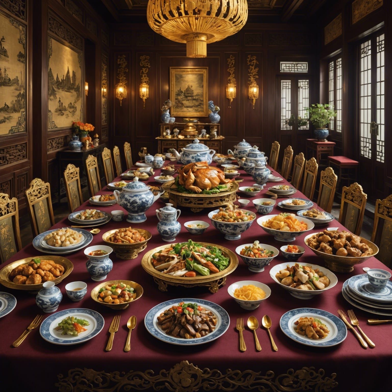 Opulent Manchu-Han Imperial Feast in Ancient China