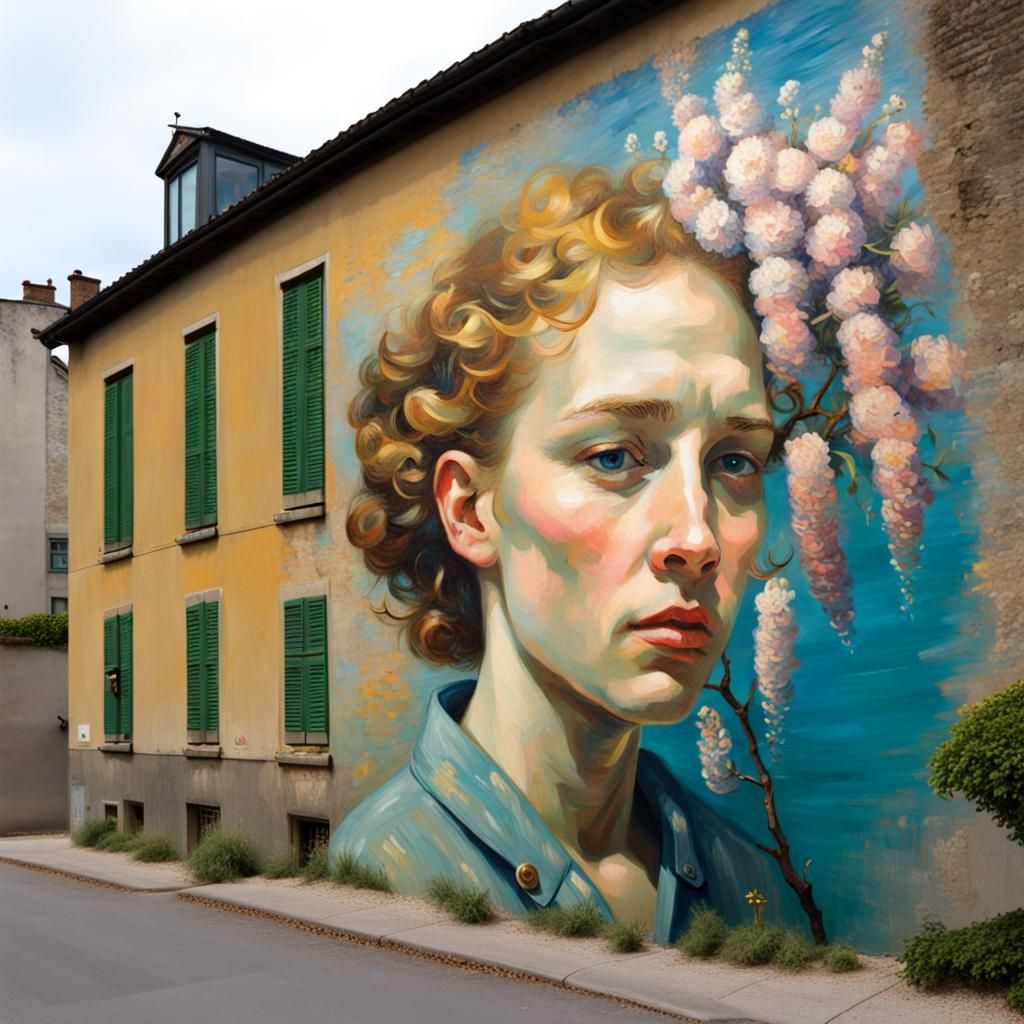 Floral Graffiti Art in Impressionist Style