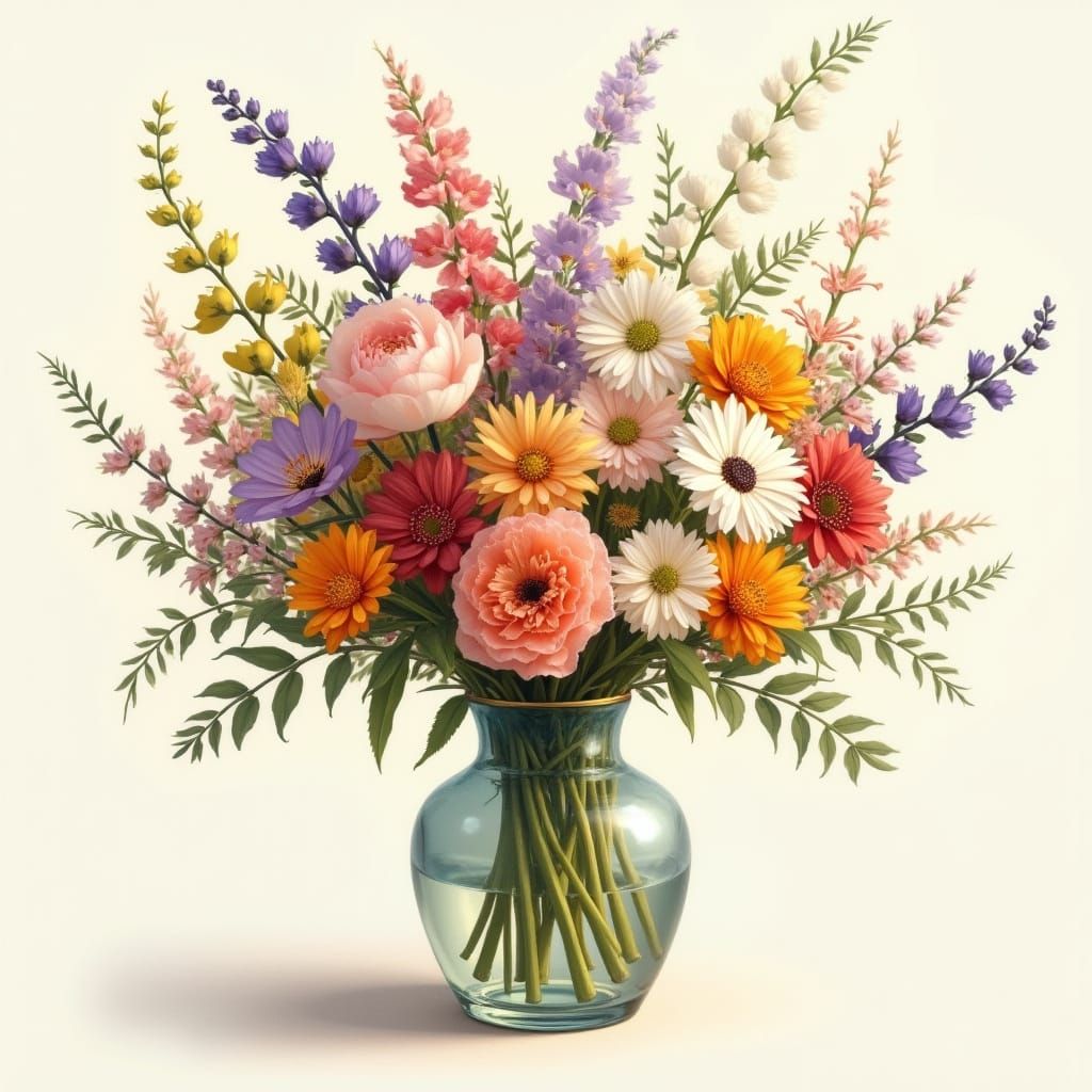 Vibrant Birth Flower Bouquet in Delicate Glass Vase
