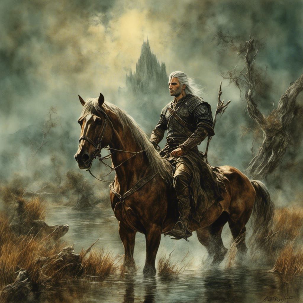 Geralt and Roach travel through The Mire