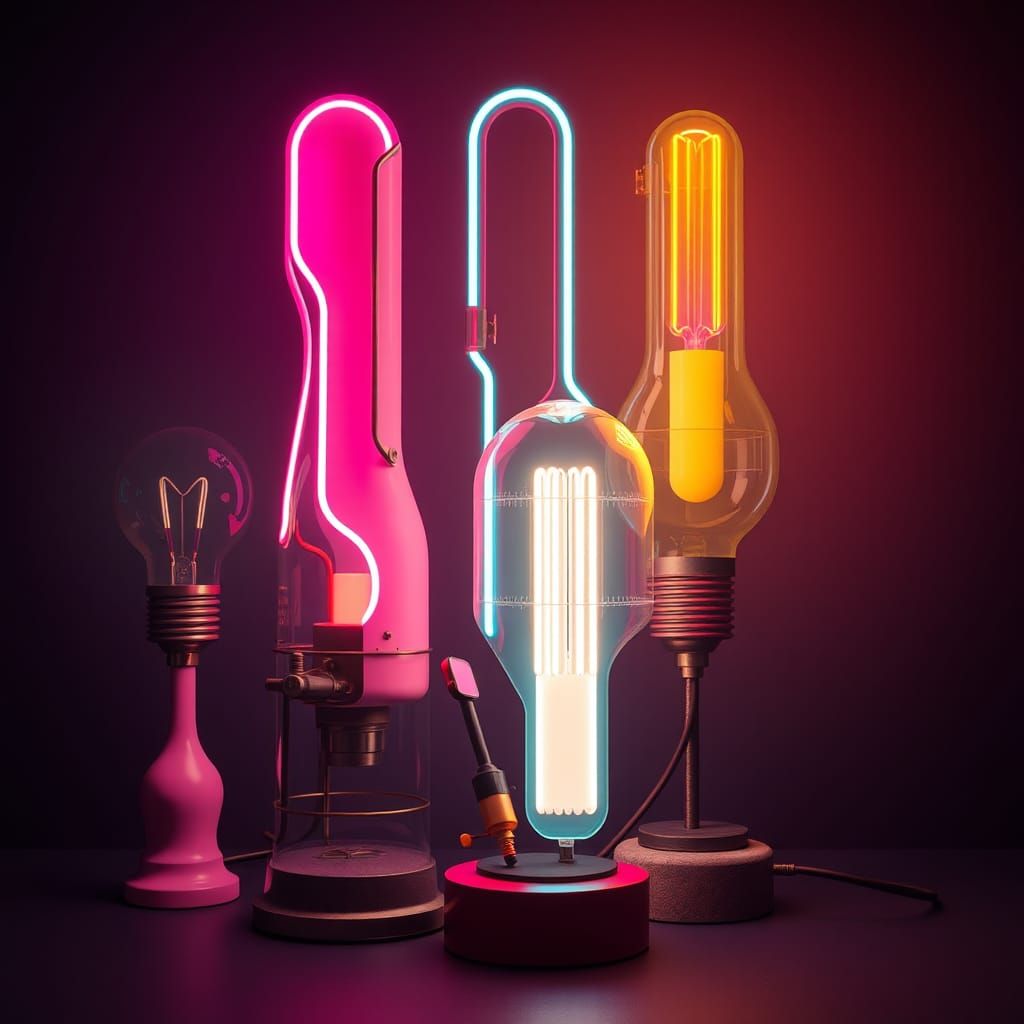 Unconventional Lamps synthwave neon retro