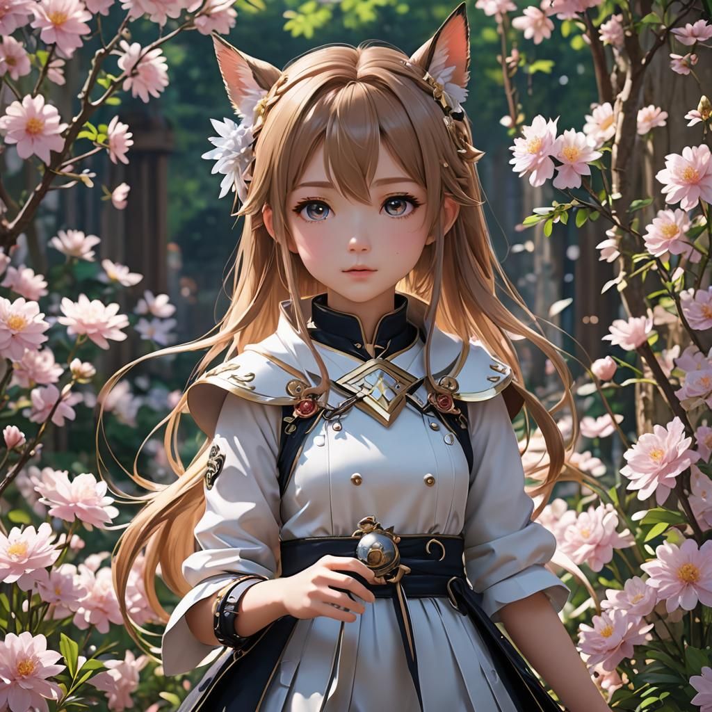 Cute Anime Cat-Girl in Detailed 3D Art