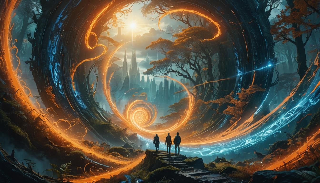 Worlds Collide: Fantasy Forest Meets Cyberpunk City