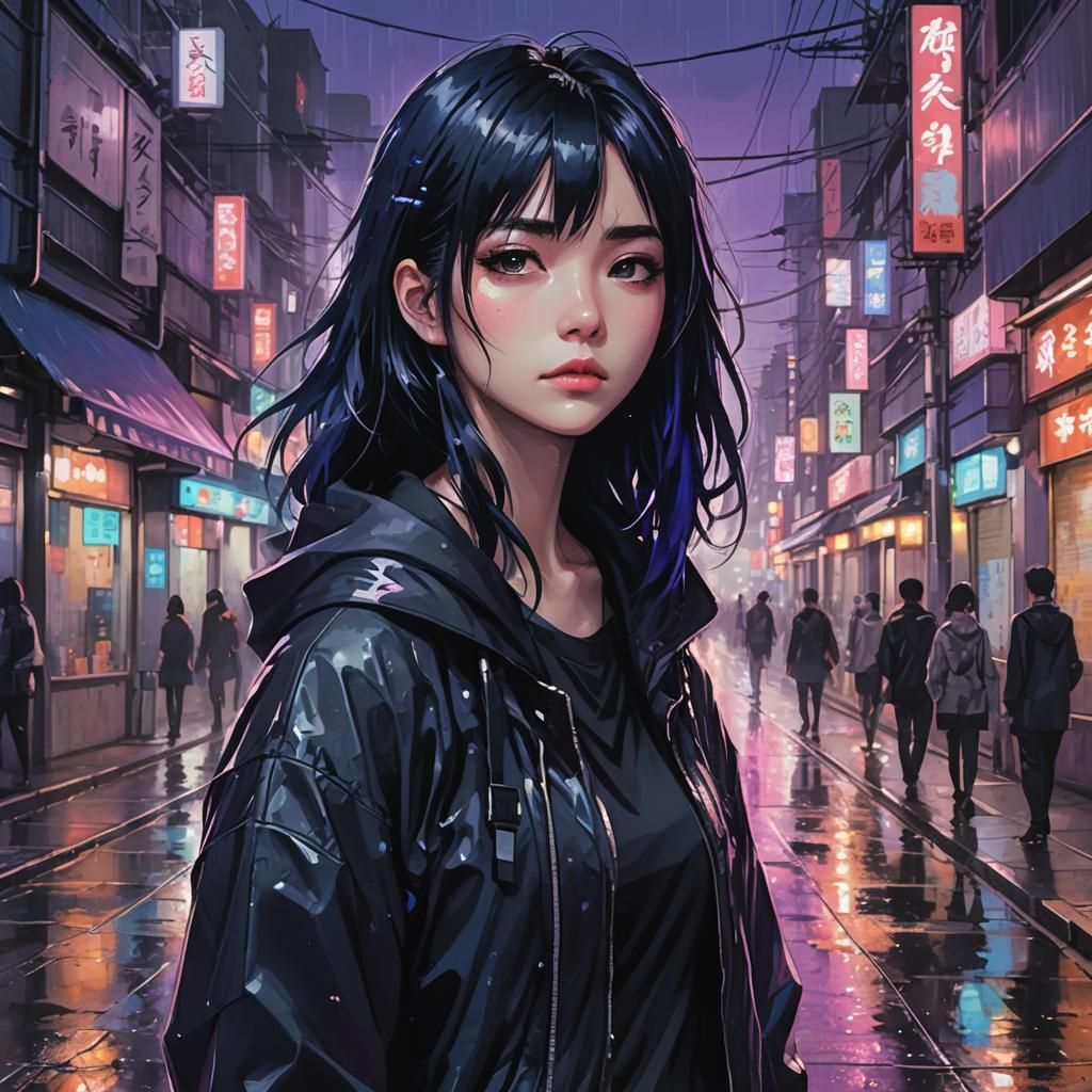 Emo Girl in Manga City: Anime Key Visual