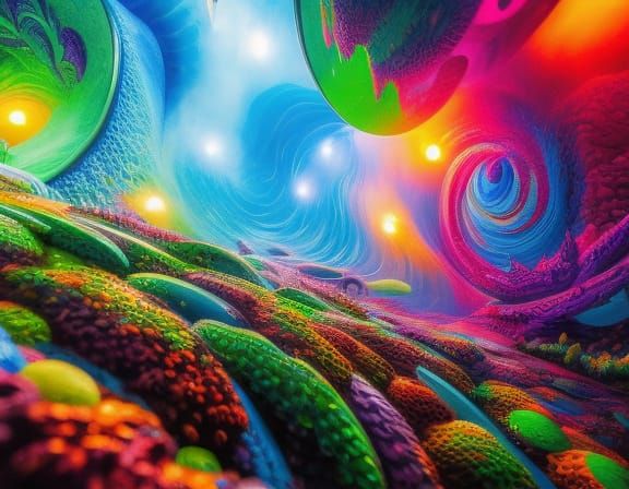 Psychedelic Bioluminescent Stegosaurus Graffiti Art