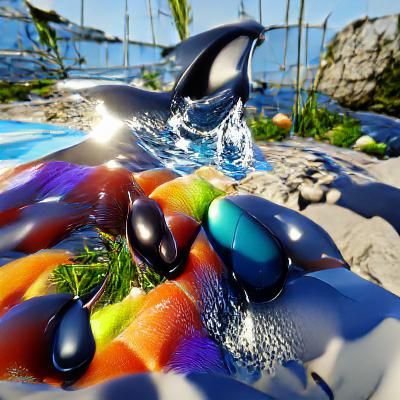 Ozean, Wal, Wasser, Orca, blau, Delphin, Regen, sonne 8K 3D beautiful colourful Unreal Engine