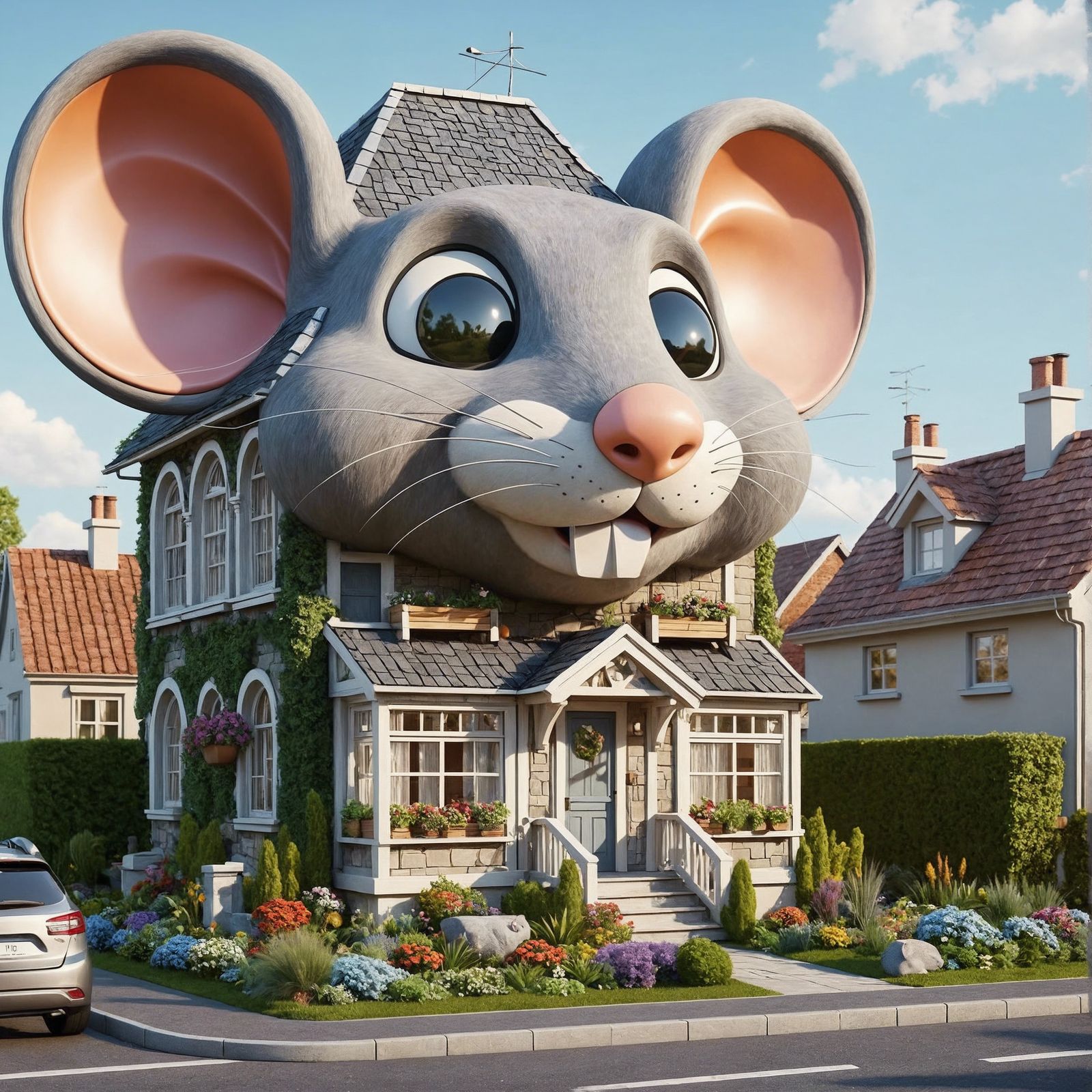 Cartoon Mouse House in CGI Style