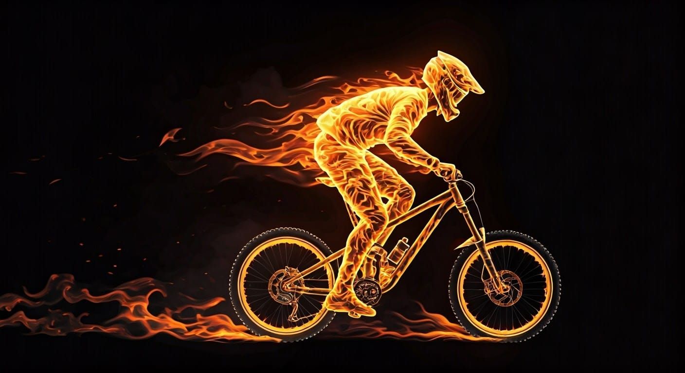 Fiery Mountain Biker Rides Through Darkness