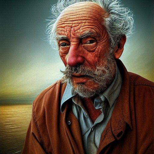 Hyperrealistic Old Drunk in Digital Illustration Style