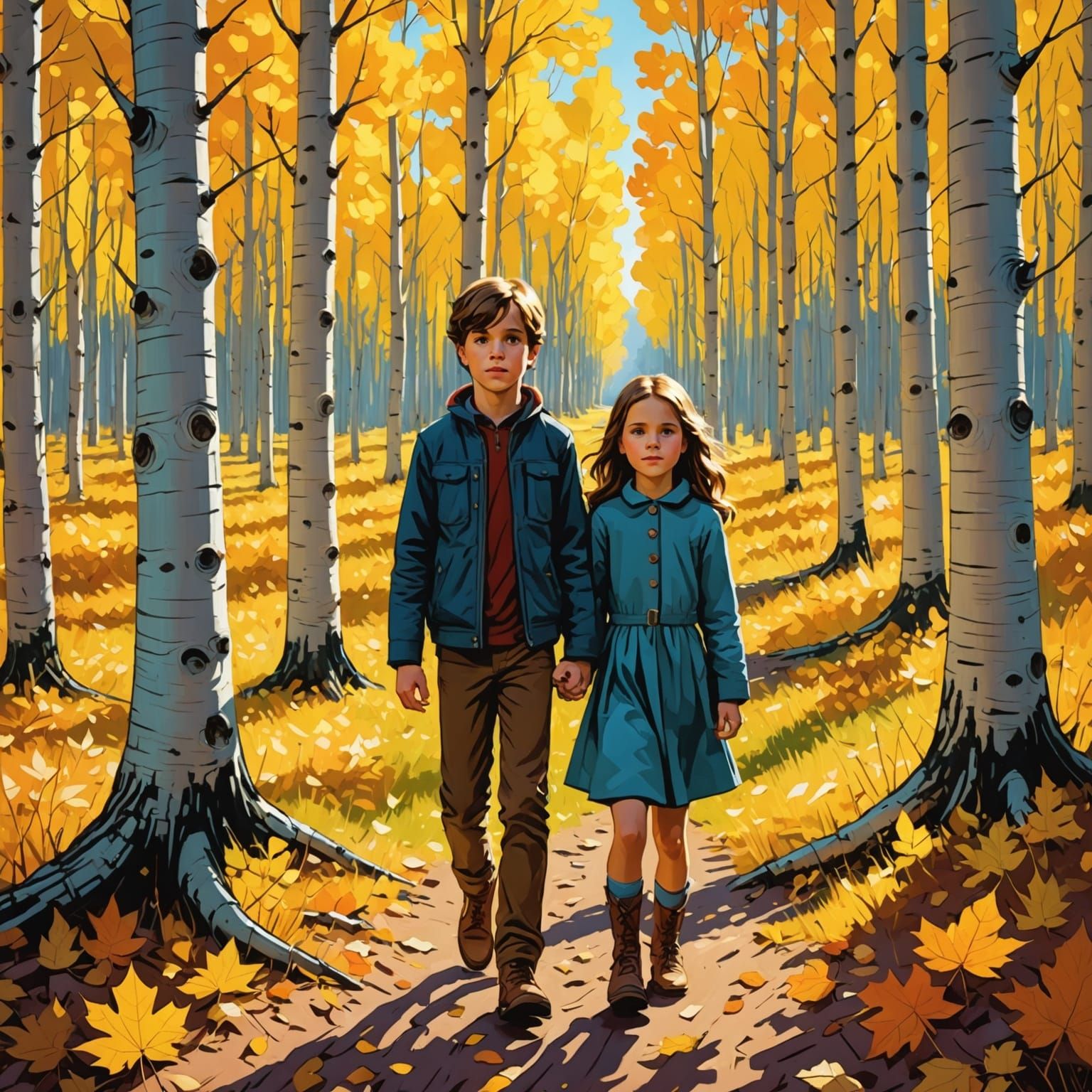 Aspen Grove Scene Inspired by Waterhouse