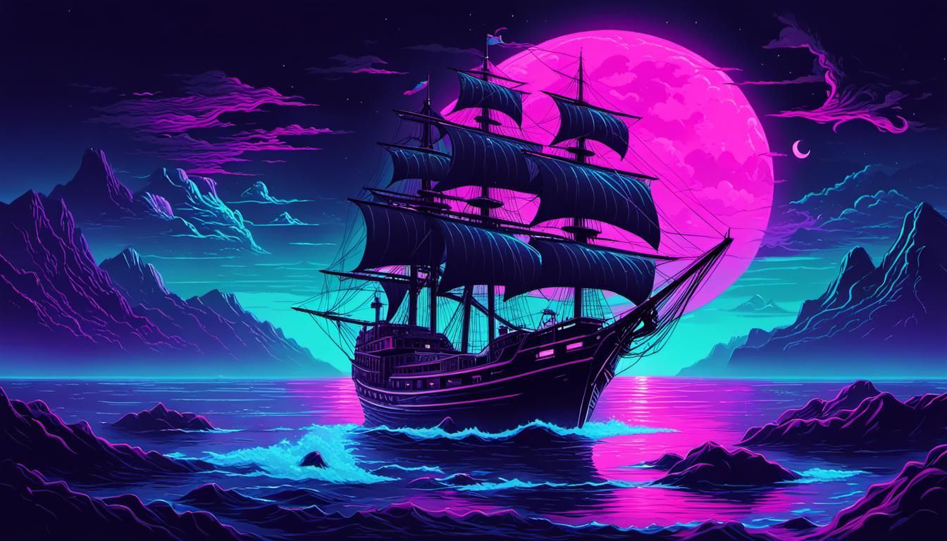 Synthwave Siren Luring Pirates to Their Death