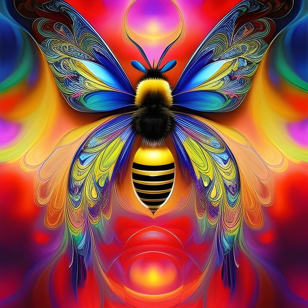 Colorful Honey Bee Bird Hybrid in Polygon Art Style
