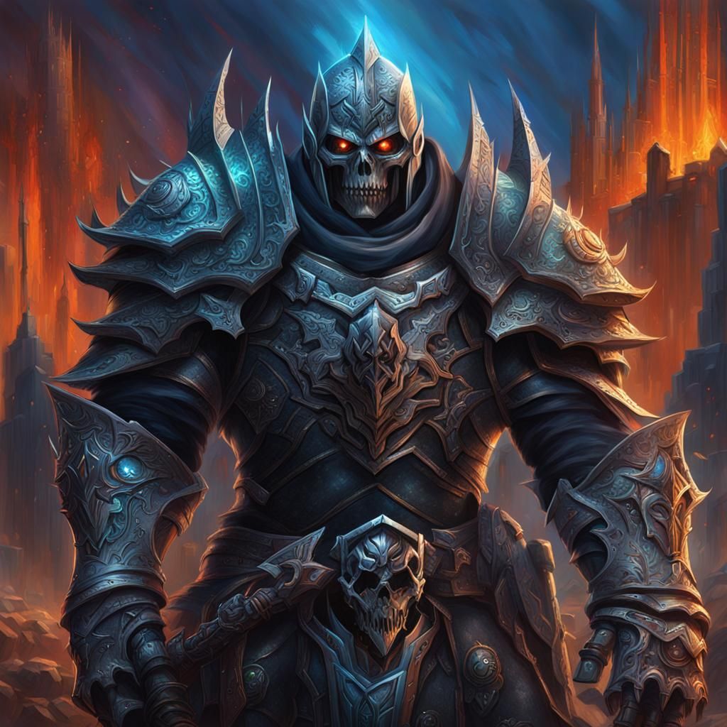 Intricate Death Knight Portrait in Hyperrealistic Style