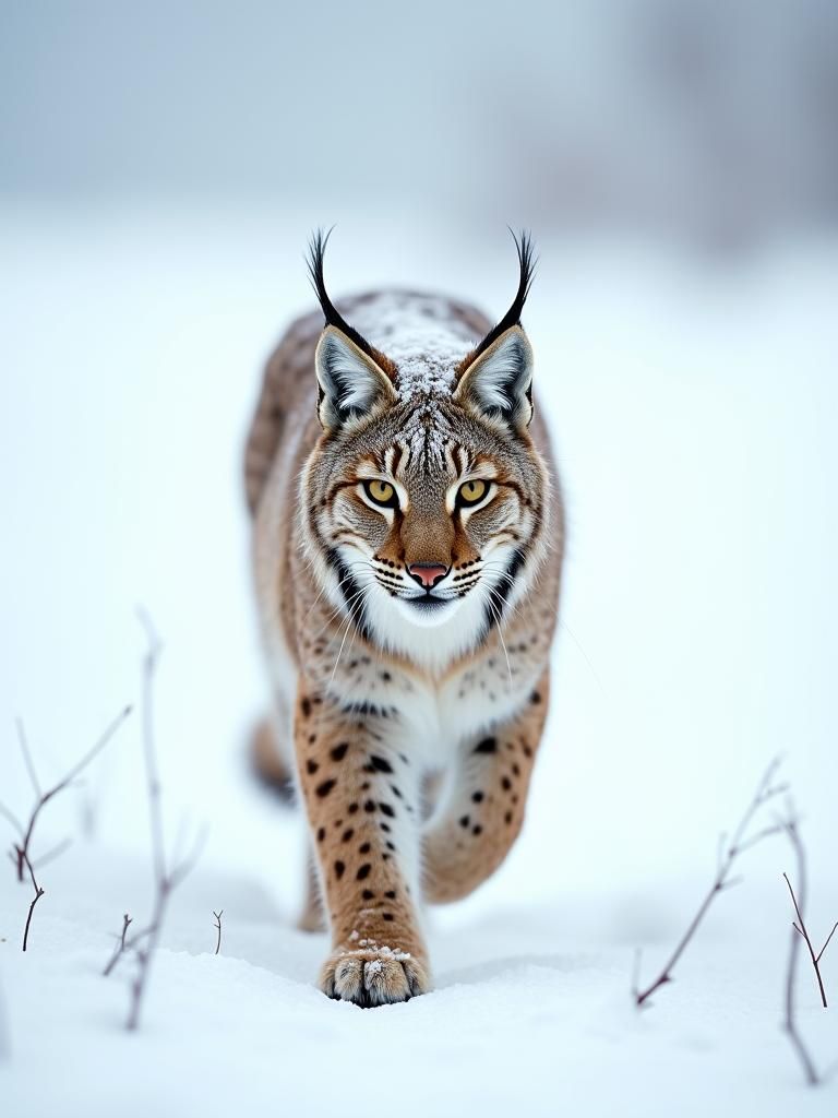 Lynx in Winter Landscape, Cinematic Film Still