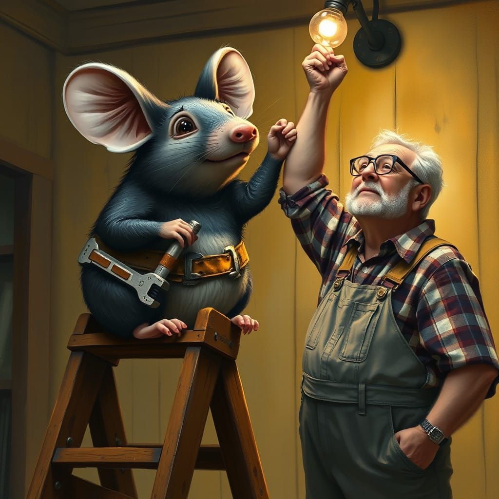 Gigantic Mice in Whimsical, Impressionist Style