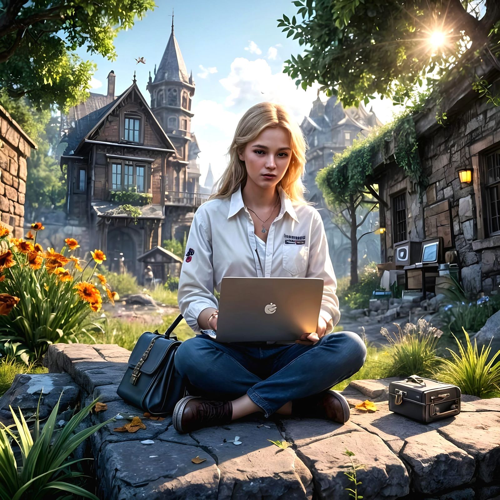 Young Scholar in a Fantastical College Setting