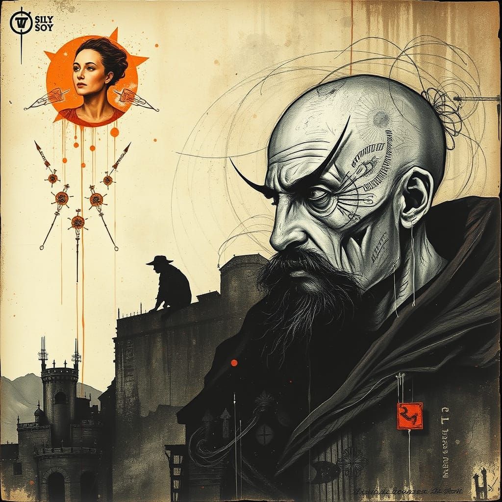 Engraved Graphic Novel Illustration