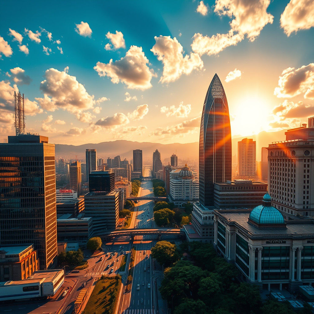 São Paulo Aerial View in Art Nouveau Style