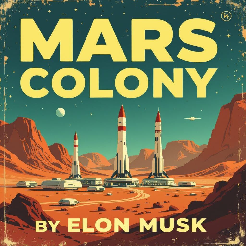 Retro Sci-Fi Mars Colony Cover Art
