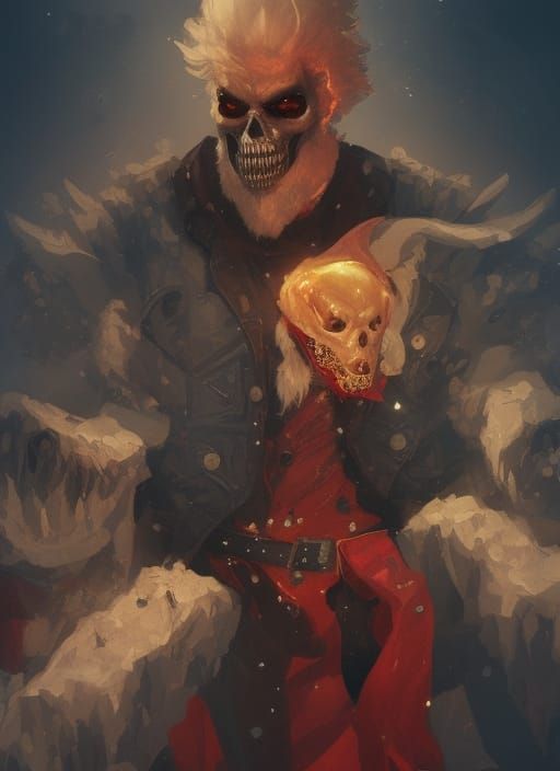 Santa Claus as Ghost Rider Portrait