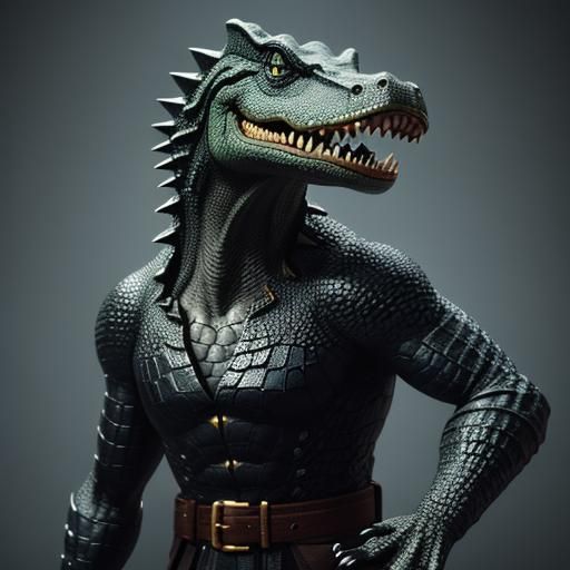 Alligator Holding Luxury Handbag in Vivid Digital Art