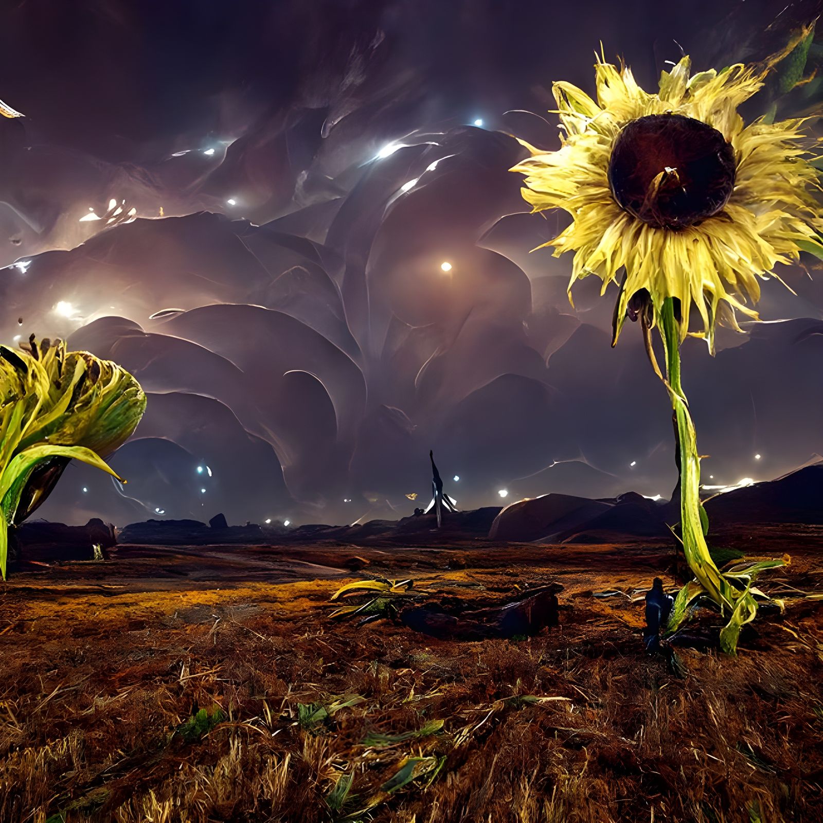 Giant Sunflowers in a Galactic Landscape