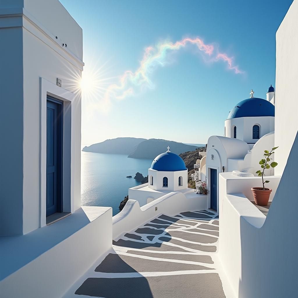 Santorini Double Exposure: Greek Gods Convergence