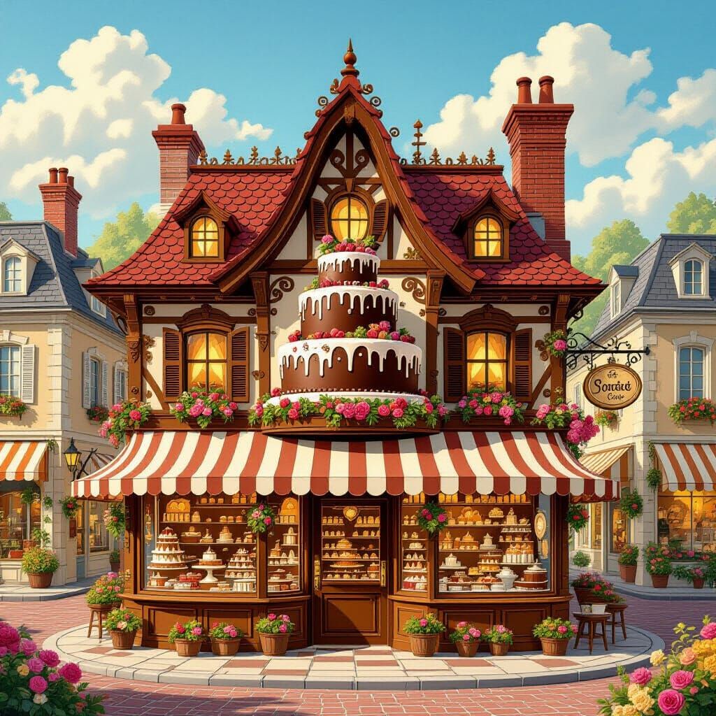 Whimsical Chocolate Cake Shop Wonderland