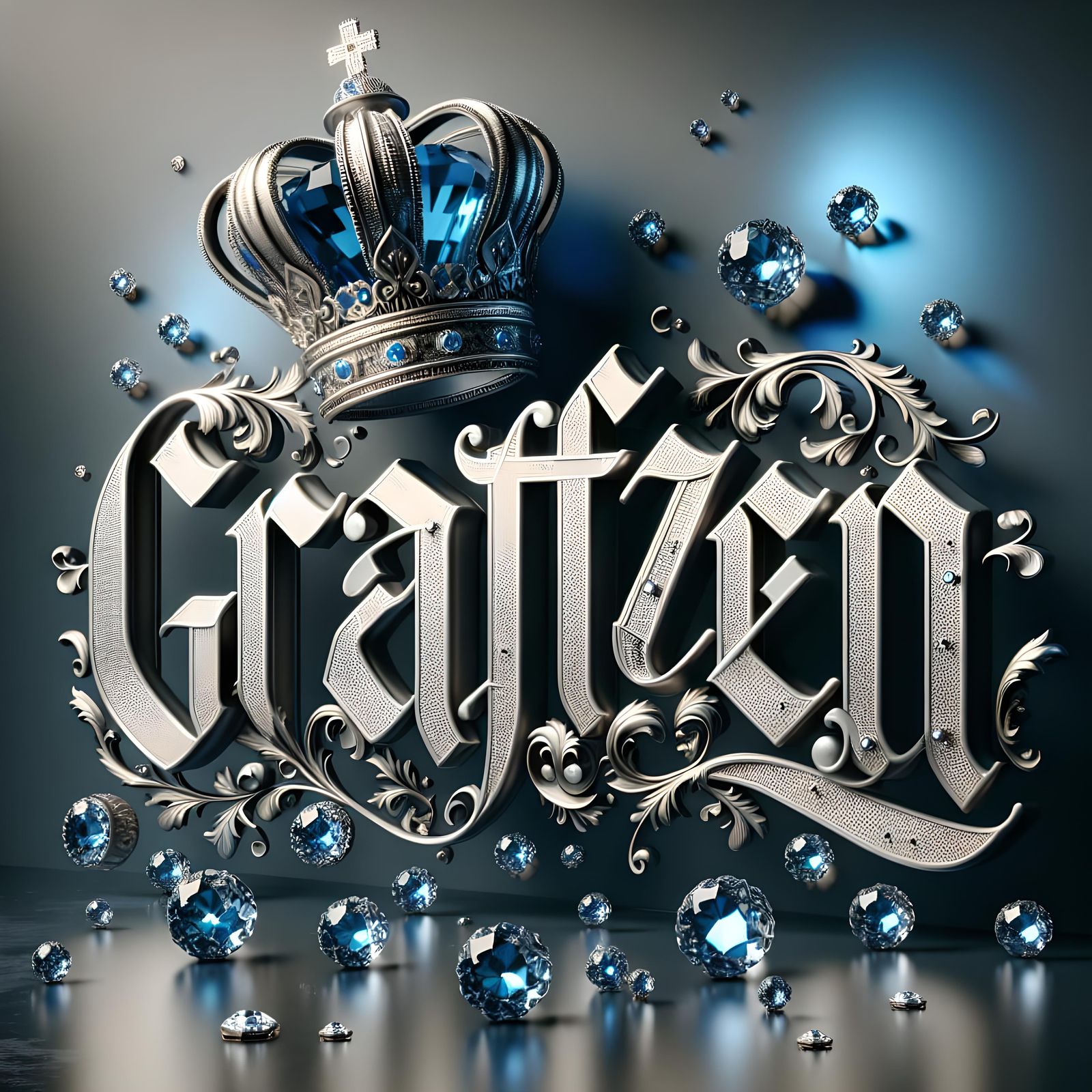 Majestic 3D 'Graffzen' Letters with Crown