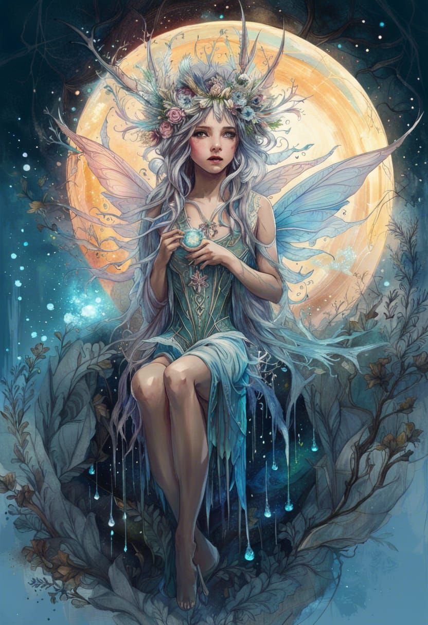 Ethereal Ice Fairy in Aurora Borealis Light