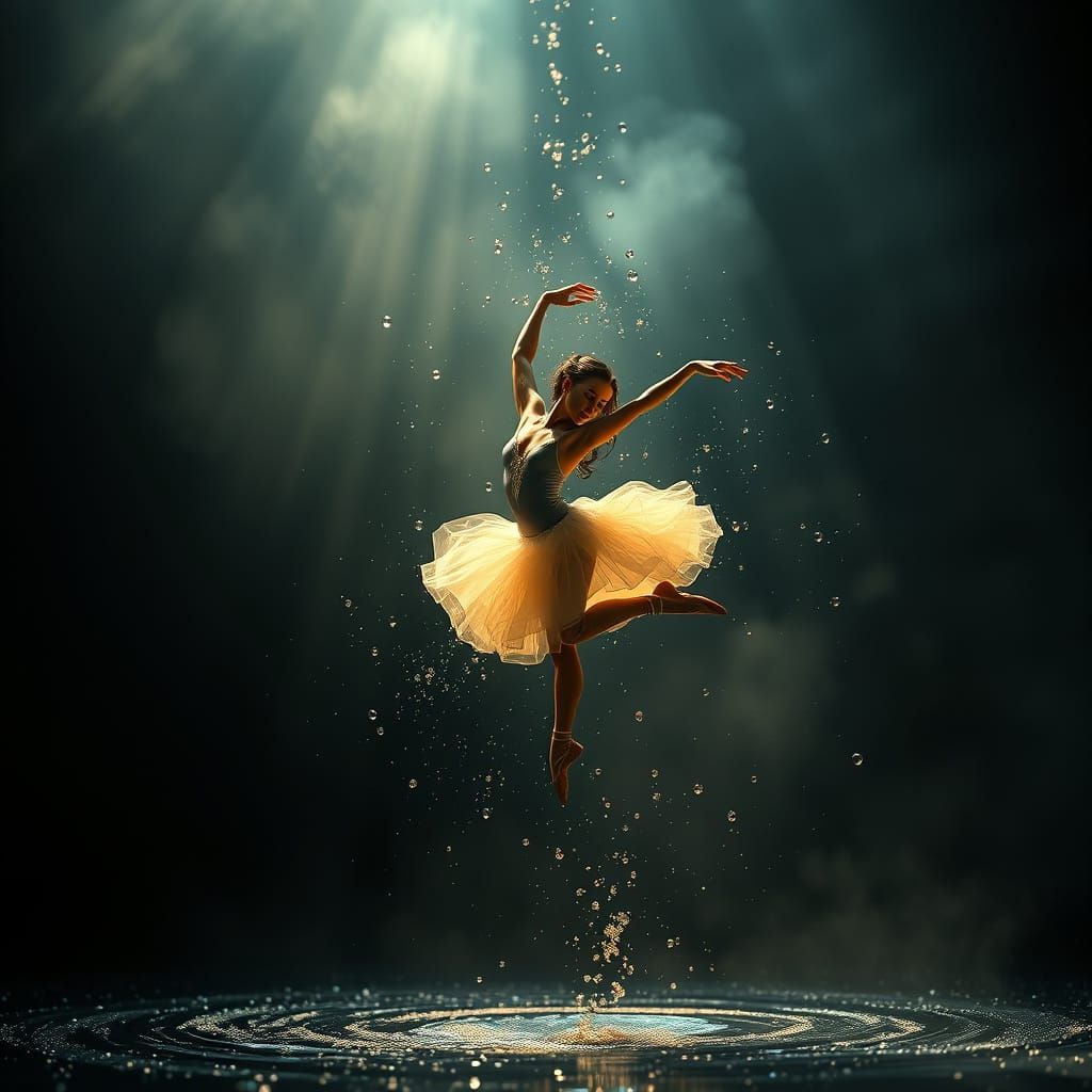 Ethereal Ballet Dancer Silhouette in Whispers of Water