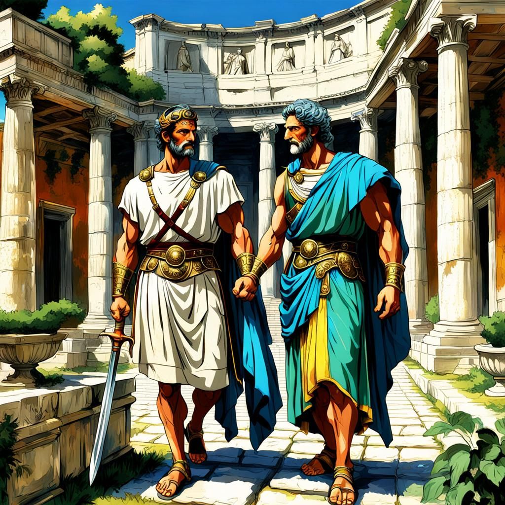 Ancient Rome Couple in Classical Graffiti Art