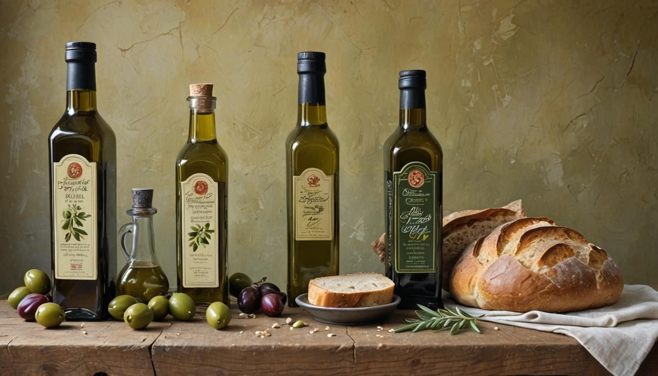 Olive Oil Still Life as Detailed Matte Painting