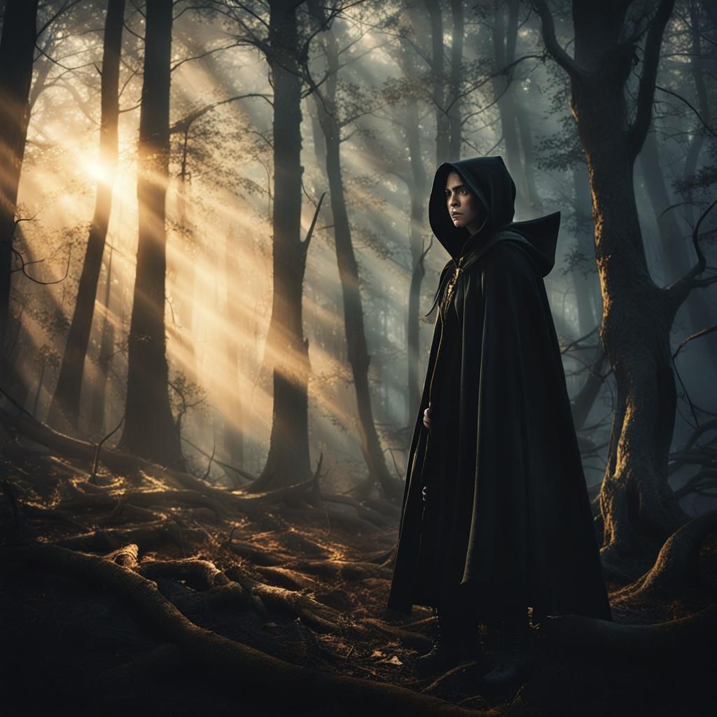 Dark Fantasy Ranger in Haunted Forest