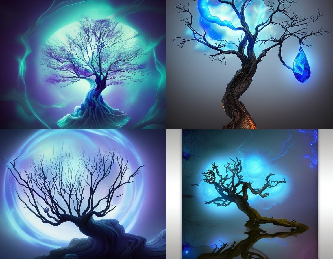 Glowing Opal Tree in Astral Fantasy Style