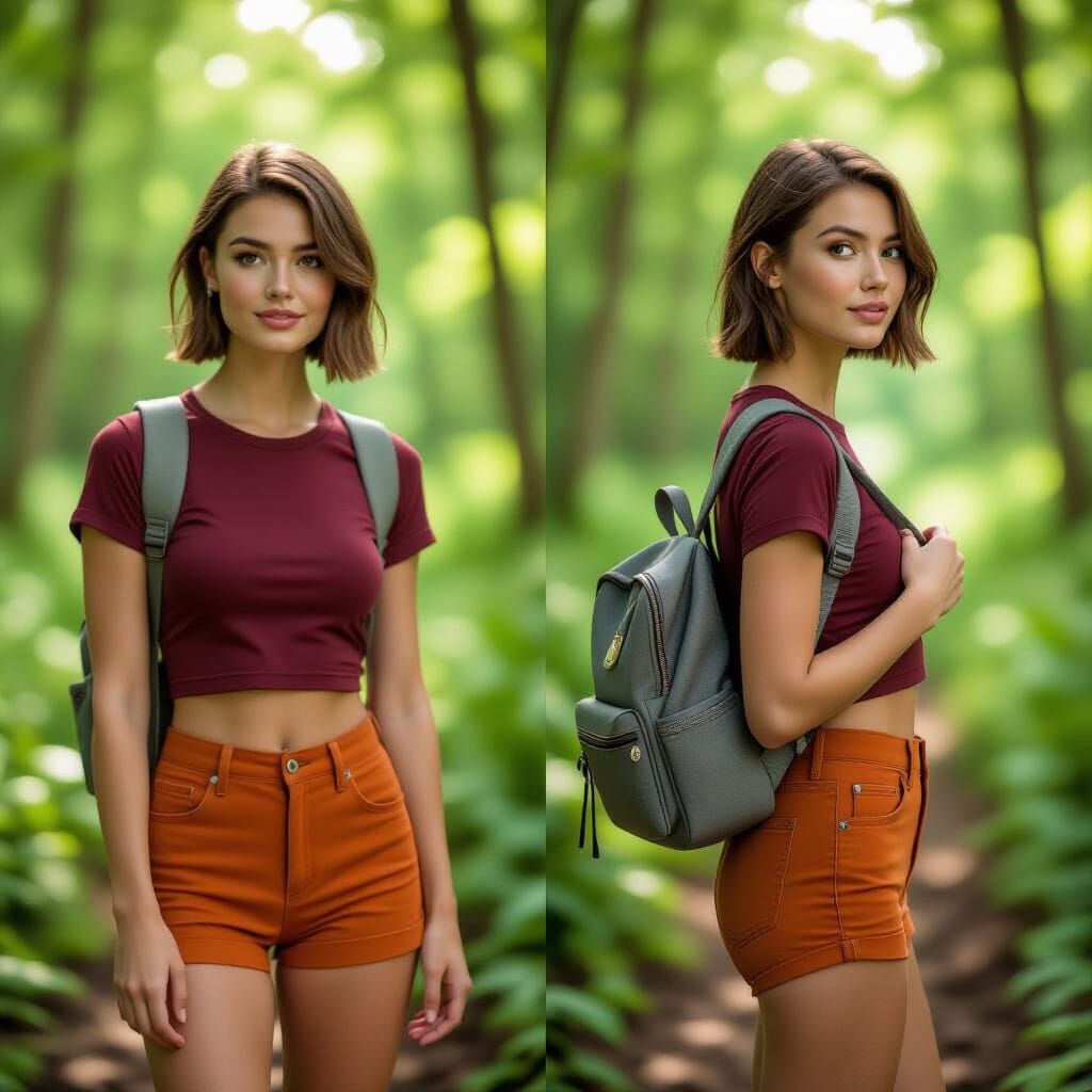 Woman in Forest: Digital Art in Soft Lighting