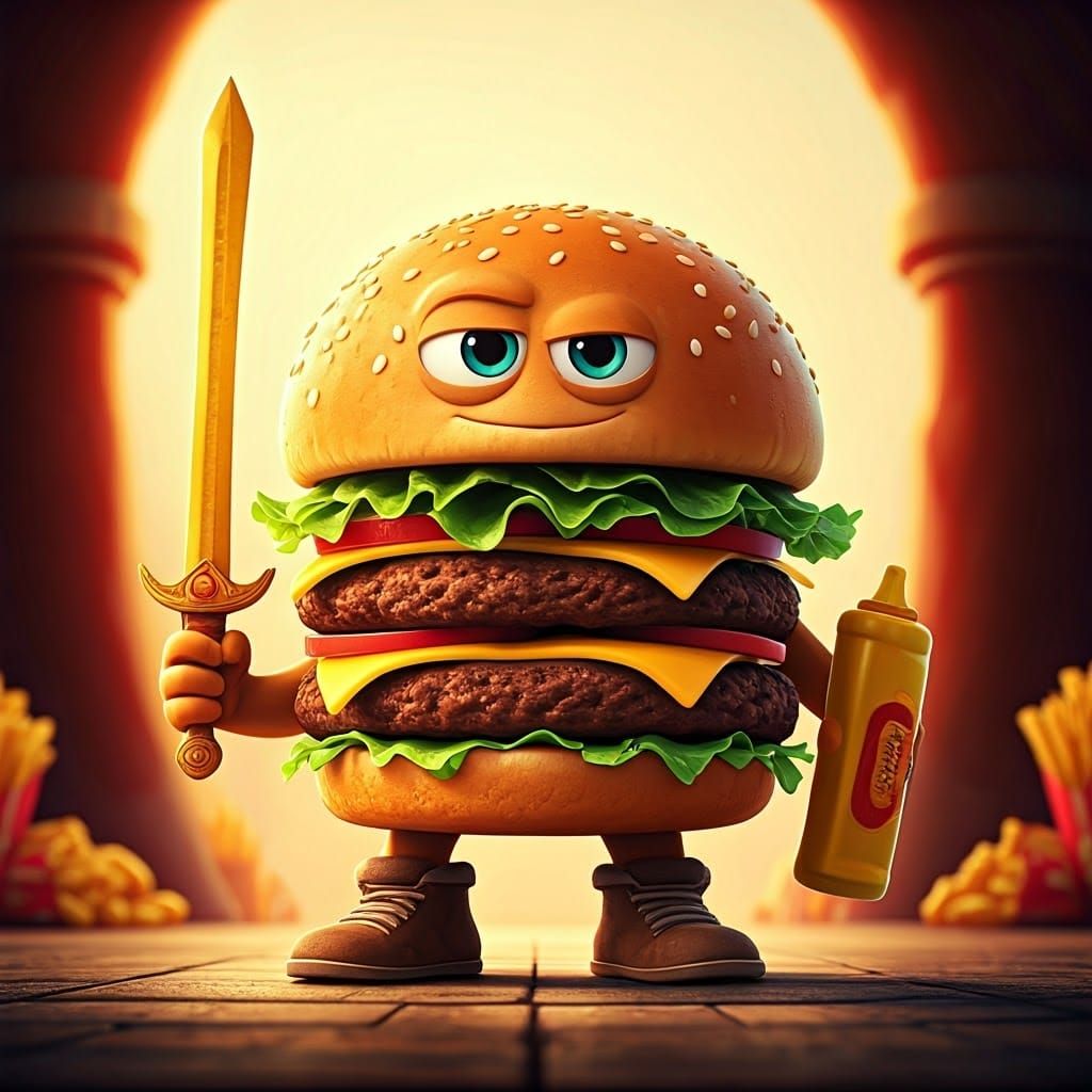 Heroic Burger Champion: A Pixar-Style Fast Food Hero